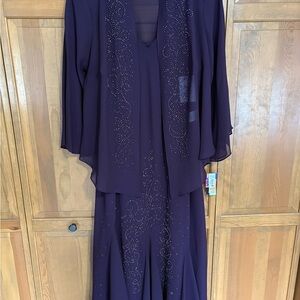 Elegant Eggplant Evening Dress with Jacket